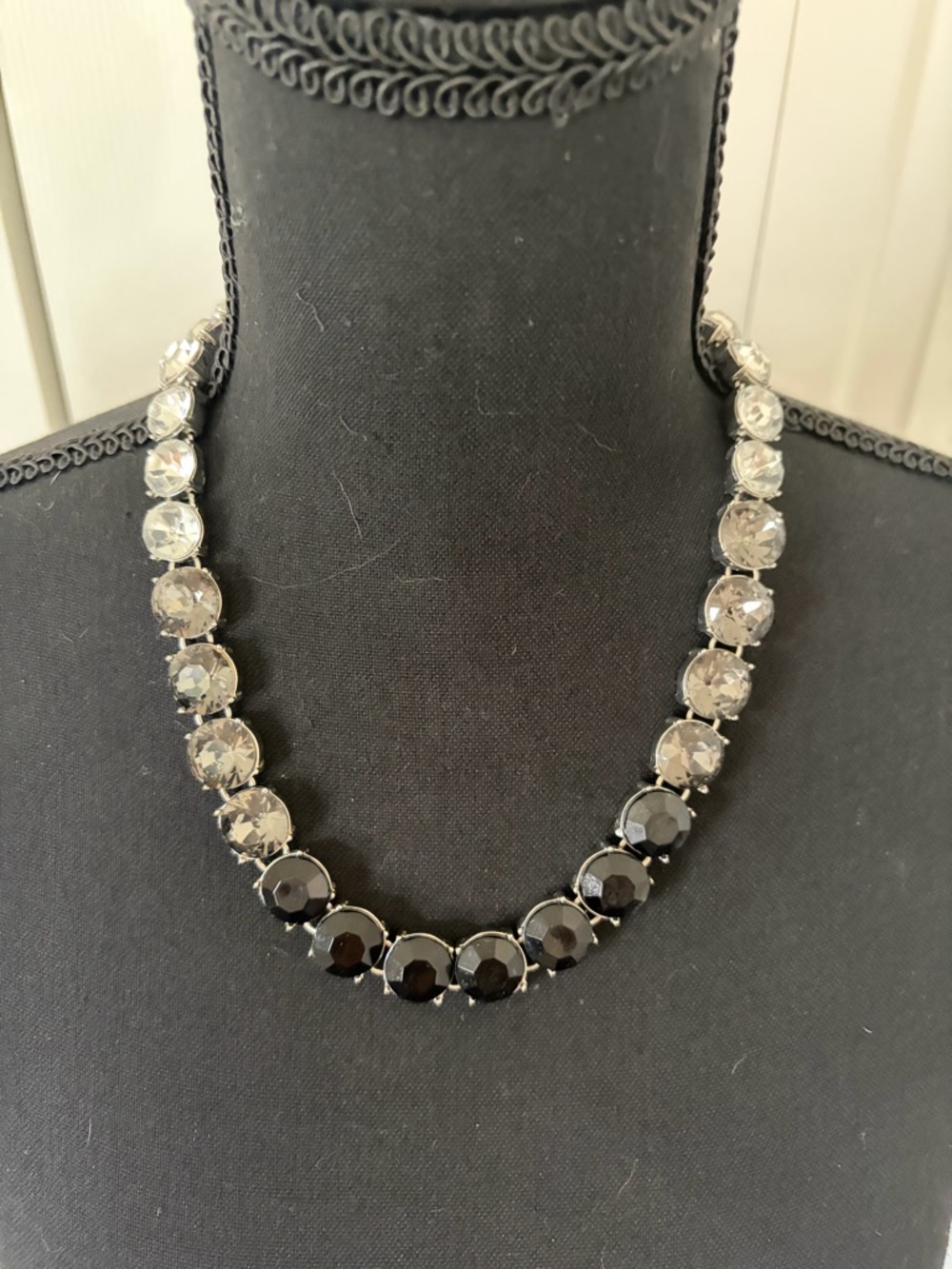 Statement Crystal Necklace – Black, Gray to Clear Ombre Sparkle ✨